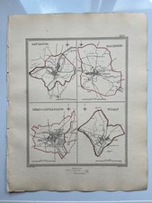Lancashire towns antique map