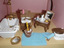 Sylvanian Families Epoch Bathroom - china bath,  basin, wash-stand, toilet +more