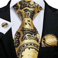 ITALIAN DESIGNER Paisley SILK TIE, POCKET SQUARE, CUFFLINK SET