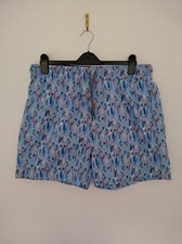 COTTON TRADERS XL Blue Surfboard Print Swim Shorts Pockets Elastic Drawstring