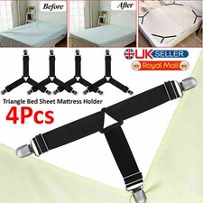4PCS TRIANGLE BED SHEET MATTRESS HOLDER CLIPS FASTENER GRIPPERS SUSPENDER STRAPS