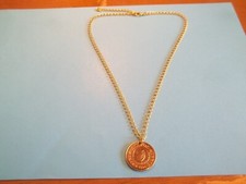 TEN (10) CENT COIN - CYPRUS - GOLD CURB CHAIN PENDANT NECKLACE - 1983 to 2004