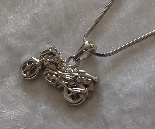 Crystal motorbike necklace - crystal,