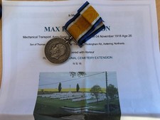 WW1 Officer Casualty Nov 1918 Medal buried Romeries Cemetery, Kettering Memorial