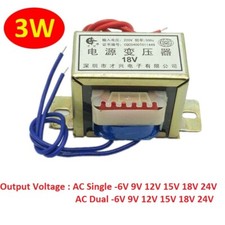 EI41 3W Power Transformer 220V To 6V/9V/12V/15V/18V/24V AC Single/Dual 3VA