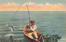 Fishing Postcard Landing a Big