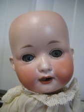Antique 13" High Heubach Koppelsdorf Bisque Head Doll Blue Glass Eyes Open Mouth