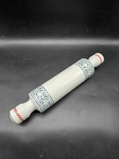 Vintage Ceramic Rolling Pin White Grey Red Regina Industries Portmeirion 34 Cm