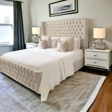 Luxury Bed Frame Gas Lift Ottoman Storage Chesterfield Double & King Size Bed