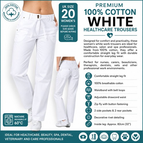 Womens white cotton work - white,