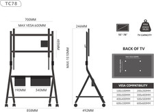 FITUEYES Design Mobile TV Stand for 55 60 65 75 78 Inch TV S03C2464F