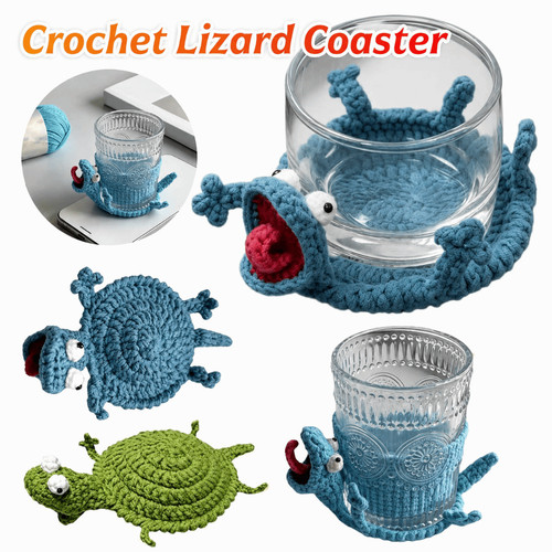 1pc crochet lizard coasters - 1pc,