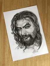 Jason Momoa A4 ORIGINAL PENCIL ARTWORK Aquaman Game of thrones (OFFERS ACCEPTED)