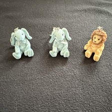 Key Rings Bundle X3 2 Rabbits & A Lion Resin 2000 Cute Animals Vintage Rare