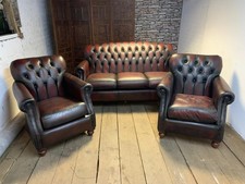 Chesterfield Thomas Lloyd victoriana cottage suite 3 seater 2 chairs in red