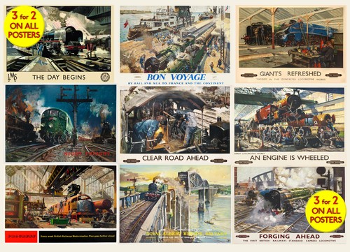 Vintage railway poster steam - vintage,