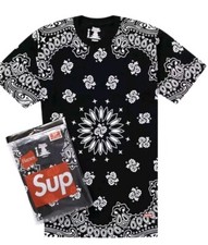FW22 Supreme Hanes Bandana Tagless Tees 2 Pack T-shirts size S small New Black 
