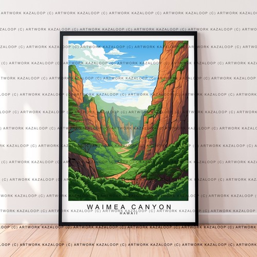 Hawaiian canyon view unframed - hawaiian,