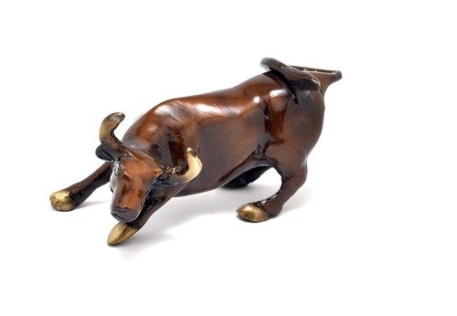Brass charging bull art - brass,