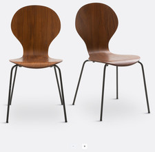 Wooden Dining Kitchen Chairs Walnut La Redoute Set of 2 Lenon Stacking RRP £209