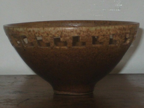Pierced studio pottery bowl - pottery,