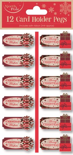 Christmas card pegs on - 12,