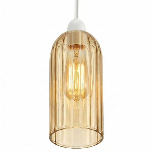 20cm amber ribbed glass - amber,