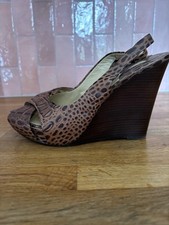 Ash Brown Croc Leather Wedge/Slingback Sandal 6 Worn Once