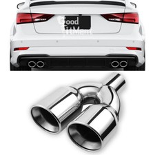 Dual Exhaust Pipe Tips 2.5" Inlet 3.5" Outlet 9.5" Double Wall For Audi A3 S3 TT