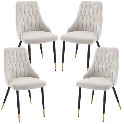 Beige velvet dining chairs - 4,