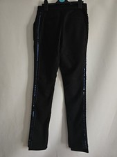 1 DAY SALE! Fred Perry x Amy Winehouse Black Slim Trousers Blue Sequins Trim UK8