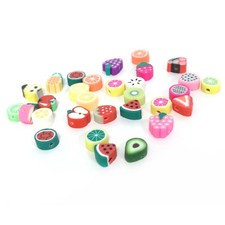 Mixed-Colour Polymer Clay Beads Fruit 9-12mm Pack Of 30