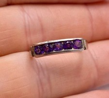 Old Vintage English Gold On Sterling 925 Silver Purple Stone Ring. UK Size L