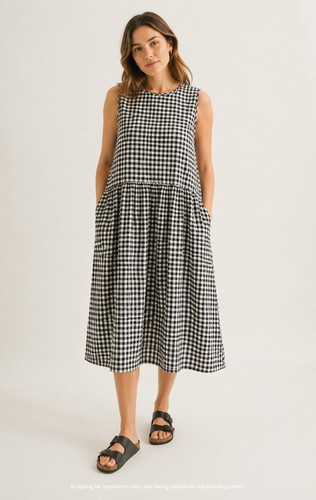 Olive black white gingham - &,