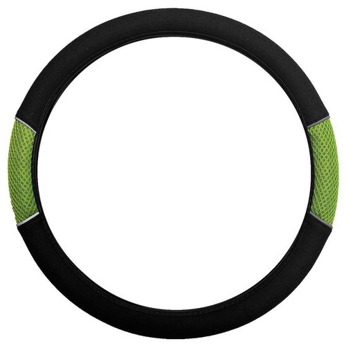 Green black steering wheel - green,