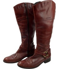 Bertie Boots Women's Knee Length Brown Leather EU 39 UK 6 Buckle Used Good