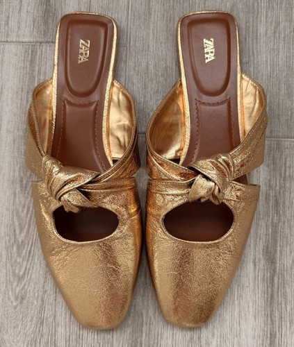 Zara metallic gold - zara, mules