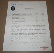 Genuine 1978 Masi Frames & Bicycles Price List