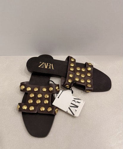 Zara brown gold studded - brown,
