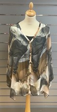 WATERCOLOUR PRINT SILK BATWING TOP & CAMISOLE 2PC (10-18) CHARCOAL