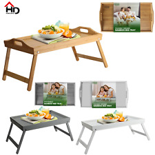 Bed Tray Table Bamboo Folding Legs Wooden Serving Breakfast Lap Desk Stand