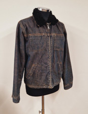 Coca-Cola Denim Jacket Size 2 UK 10 Official Merchandise Blue Borg Padded