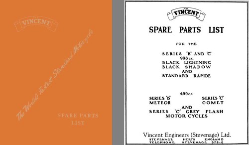 Vincent 1954 spare parts - 1954,