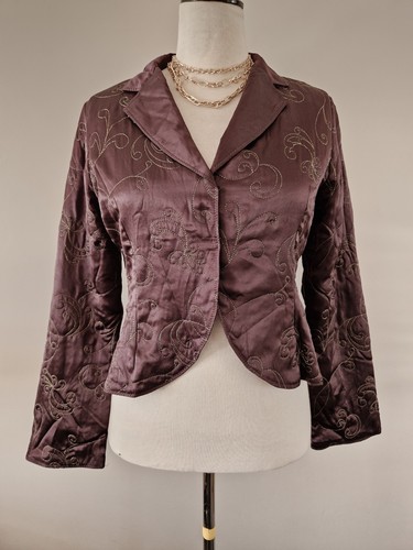 Plum silk embroidered bolero - plum,