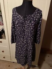 M&S Marks Spencer Indigo Collection Ladies Short Dress Size 12 Navy Blue Floral