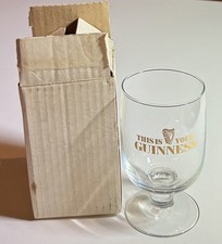 Guinness Glass Half Pint Stem with Gold Etching vintage 1980