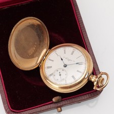 Antique 1902 ELGIN 0s Grade 267 Model 2 Gold Filled Hunter Pocket Watch - Runs