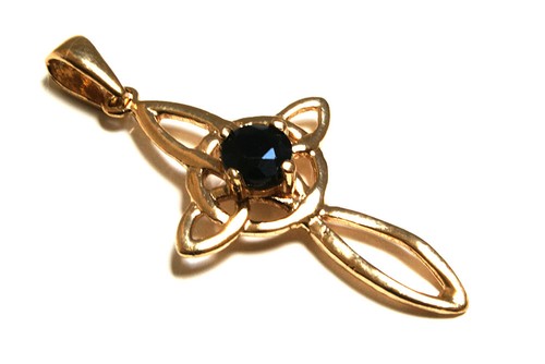 9ct gold sapphire cross celtic - gold,