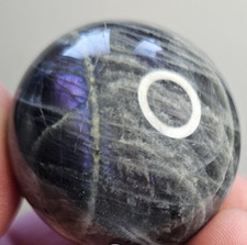 Purple Flash Labradorite Crystal Sphere & wooden ring stand 4cm/125g