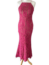Jarlo Ladies Pink Lace Overlay Sleeveless Occassion Long Dress Size 8P